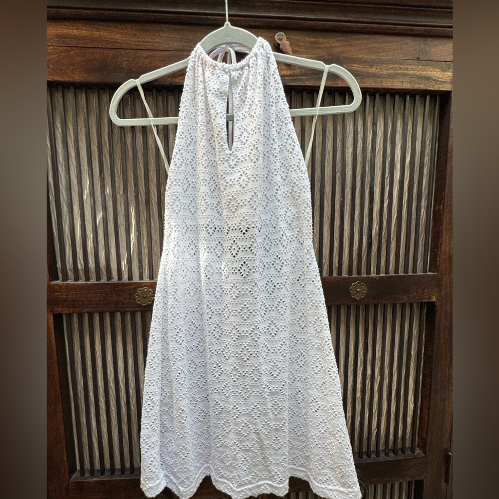 White Tiered Cut Out Halter Sundress - Size M